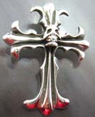 Celtic flowery edge cross design sterling silver pendant with a skull pattern in middle