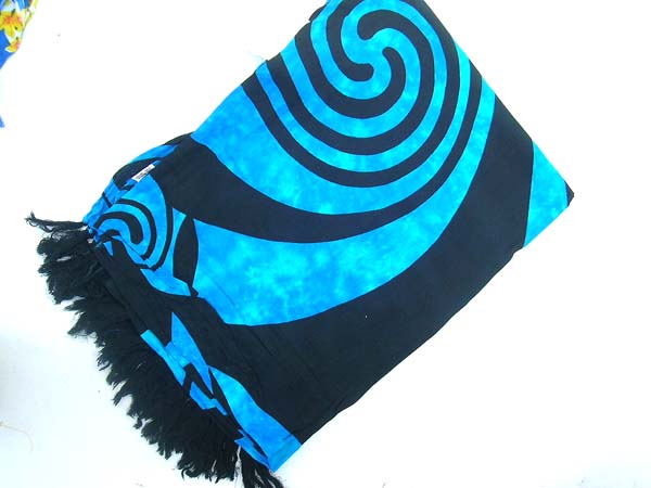 Canada clothing outlet, Royal blue spiral theme black pareo wrap dress