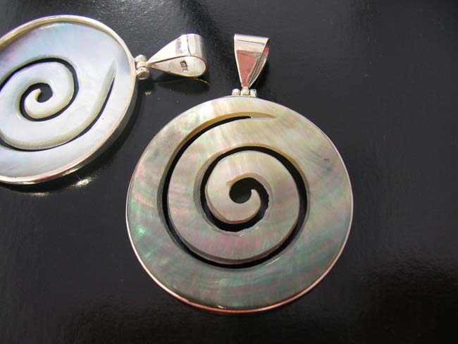 Seashell stones, sterling silver jewelry, beautiful pendant, handcrafted design, exotic gem wear, fantasy gifts