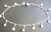 Genius Thailand made sterling silver ankle bracelet ( anklets) with multi smiling face pattern and S knot 