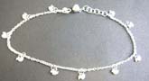 Genius Thailand made sterling silver ankle bracelet ( anklets) with multi smiling face pattern and S knot 