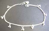 Genius Thailand made sterling silver ankle bracelet ( anklets) with multi smiling face pattern and S knot 